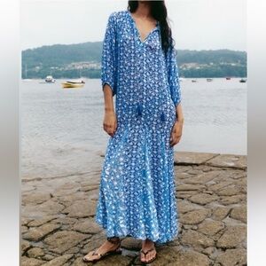 Zara new with tags blue printed maxi dress